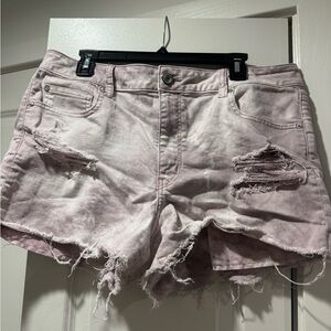 American Eagle Outfitters Pink Tie-Dye Distressed Jean Shorts